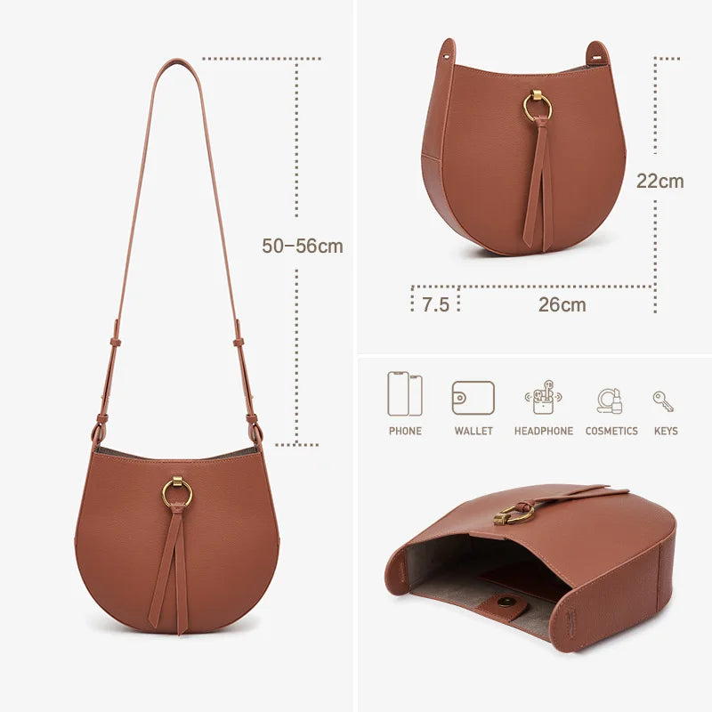 Crossbody Saddle Bag - Genuine Leather