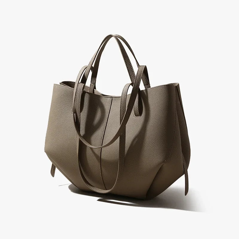 Dual Strap Large Tote Bag - Genuine Leather