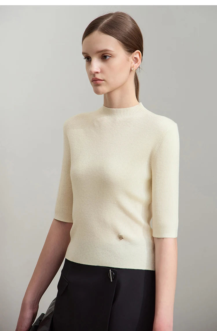 Slim Mock Neck Knitted Tops