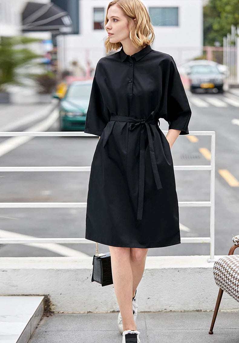 Waist-Tie Shirt Dress