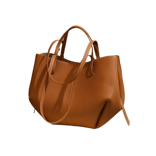 Dual Strap Large Tote Bag - Genuine Leather