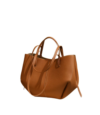 Dual Strap Large Tote Bag - Genuine Leather