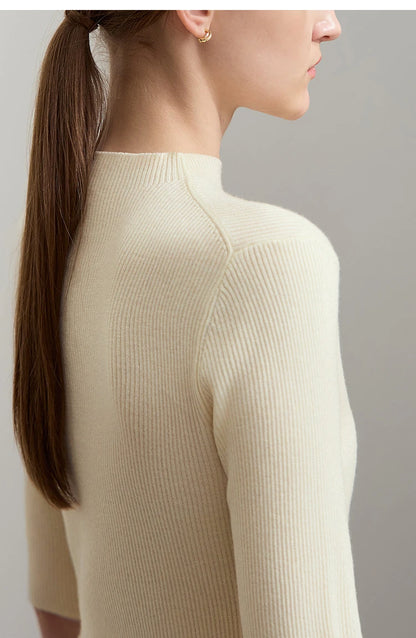 Slim Mock Neck Knitted Tops