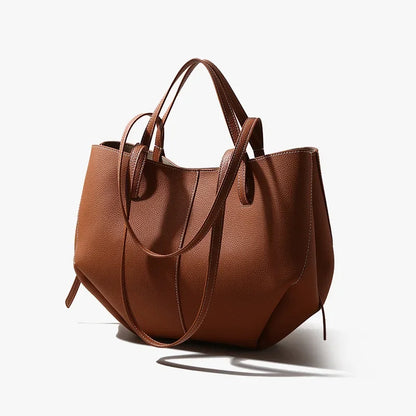 Dual Strap Large Tote Bag - Genuine Leather