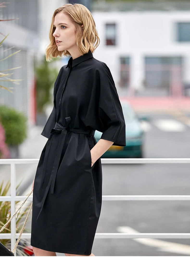 Waist-Tie Shirt Dress