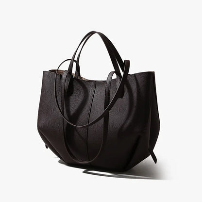 Dual Strap Large Tote Bag - Genuine Leather