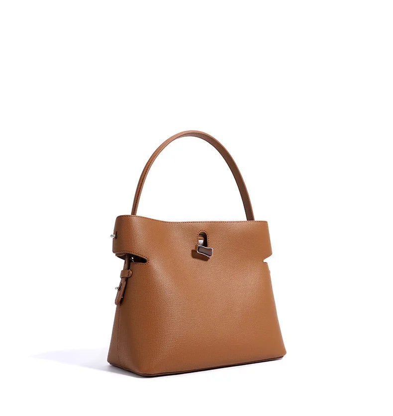 Zinnie Bucket / Satchel Bag - Genuine Leather