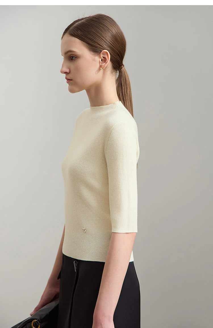 Slim Mock Neck Knitted Tops